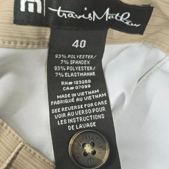 NWT TravisMathew LORETO HYBRID POLY/SPAN KHAKI STRIPE 4 WAY STRETCH SHORTS 40 - Picture 9 of 13